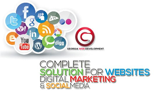 image of colorful social media logos georgia web development