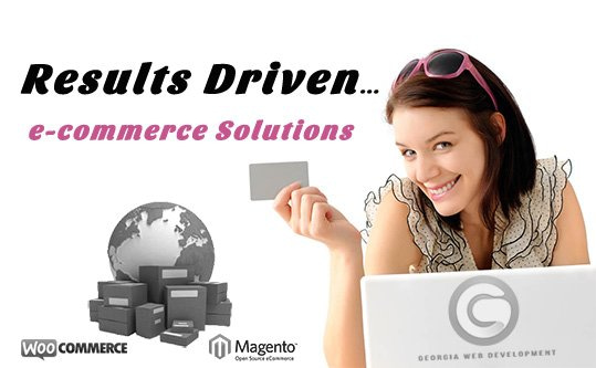 ecommerce software solutions lady shopping online on computer georgia web development